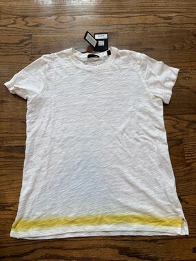 ATM Anthony Thomas Melillo White Dip Dye Hem Slub Tee Medium NWT Crew Neck